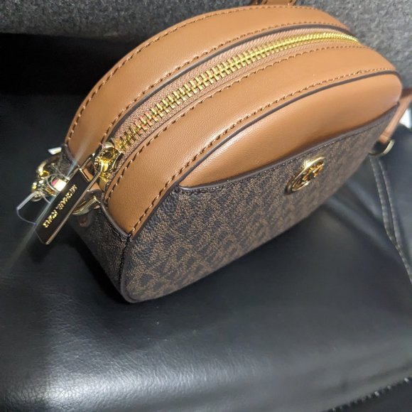 NWT Michael Kors Jet Set Glam Crossbody Oval Bag MK New Brown - Picture 5 of 8